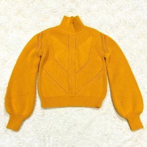 French Connection Wool Blend Mockneck Yellow Knit Sweater